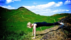 pushups by mountain