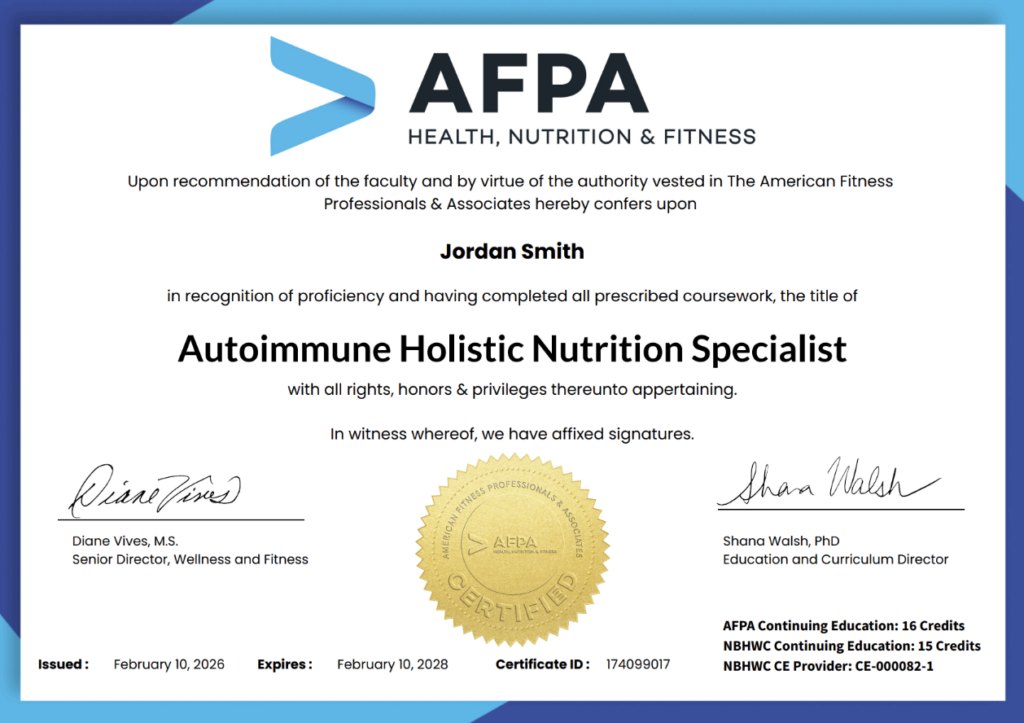 Autoimmune Holistic Nutrition Specialist Certification