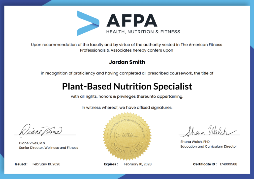 Plant Based Nutrition Specialist Certification