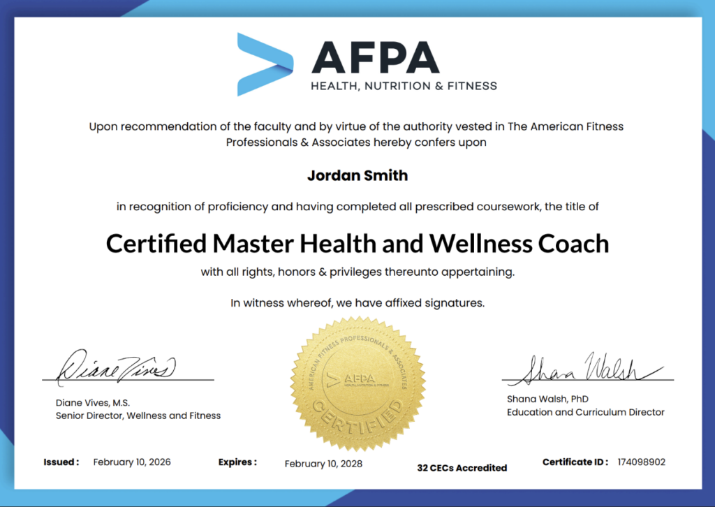 Certified Master Health and Wellness Coach Certification
