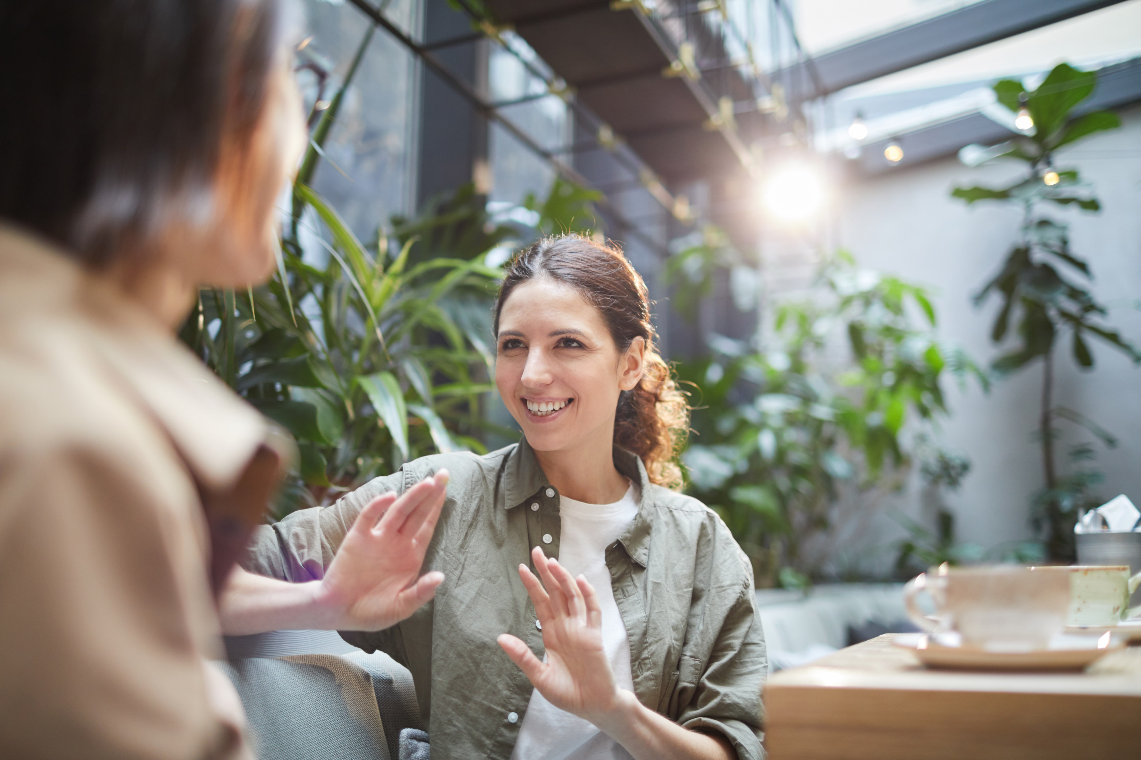Health coach talking with a client